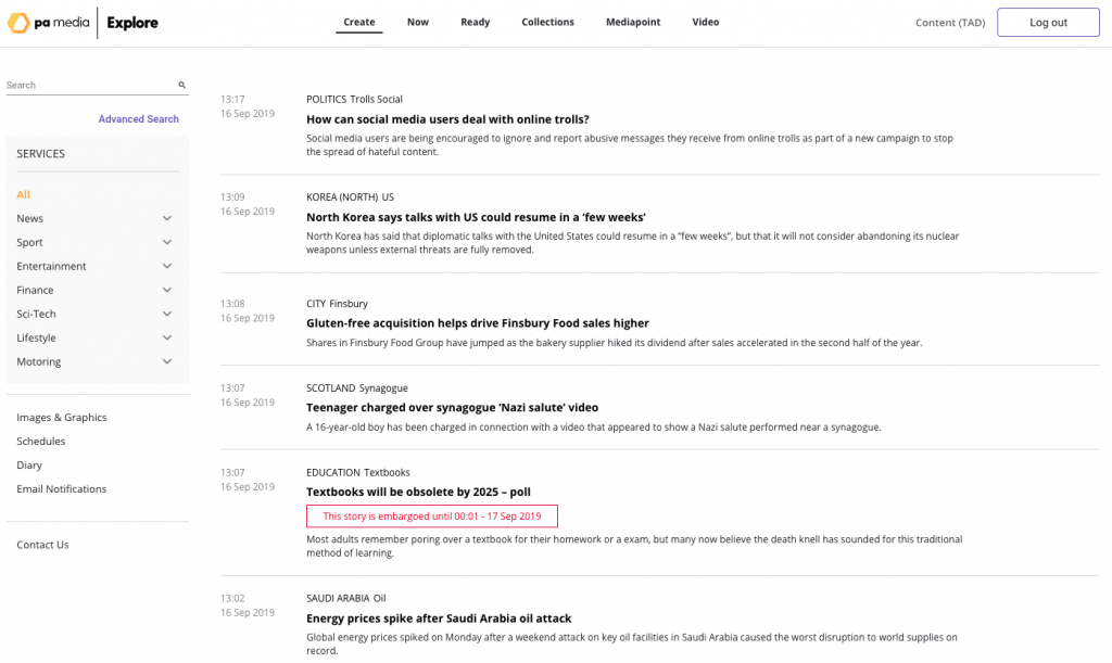 PA Create - latest content view