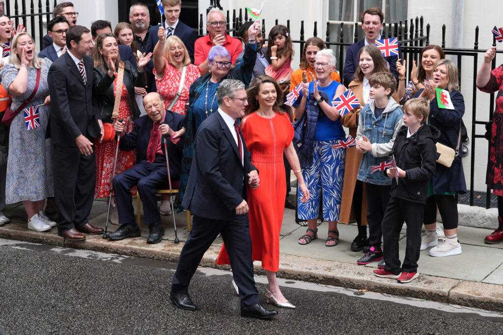 Picture of Keir Starmer and his wife outside Number 10 Downing Street after becoming the UK's new Prime MInister at the General Election 2024.